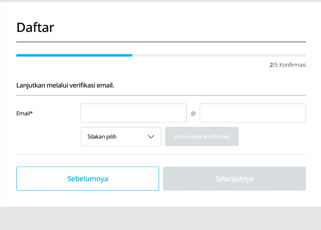 Pendaftaran Atomy Indonesia langkah 2 dari 5: verifikasi email