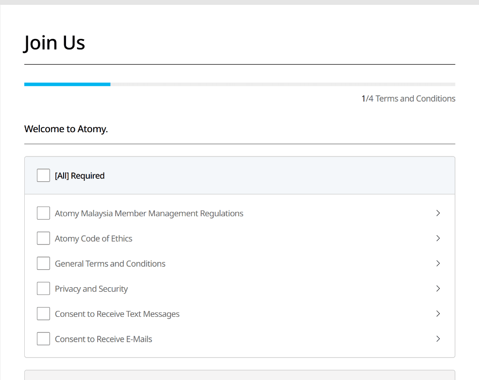 Atomy Malaysia registration: terms and conditions