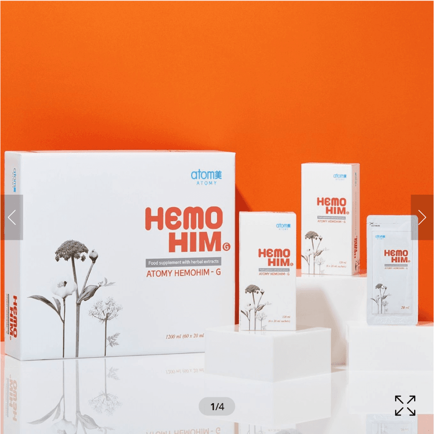 Cajas y sobre de HemoHIM G original de Atomy Europa