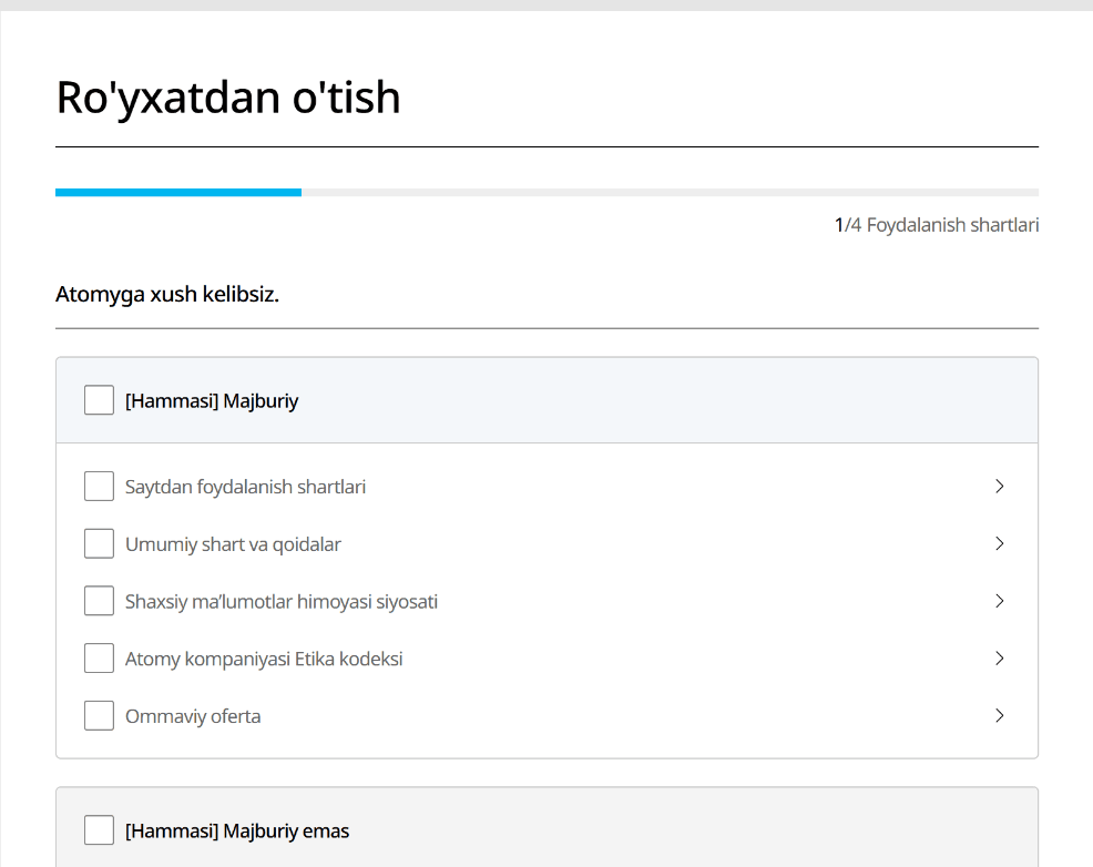 Atomy Oʻzbekistonda roʻyxatdan oʻtish: foydalanish shartlari